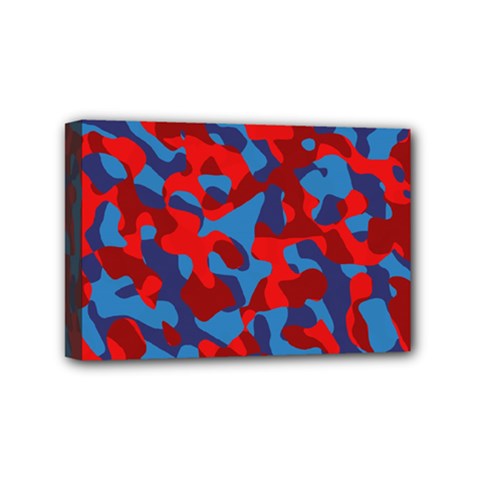 Red And Blue Camouflage Pattern Mini Canvas 6  X 4  (stretched) by SpinnyChairDesigns