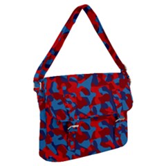 Red And Blue Camouflage Pattern Buckle Messenger Bag by SpinnyChairDesigns