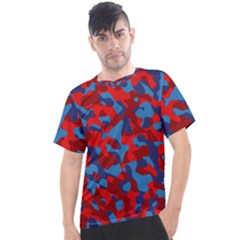 Red And Blue Camouflage Pattern Men s Sport Top by SpinnyChairDesigns