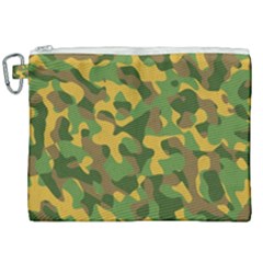 Yellow Green Brown Camouflage Canvas Cosmetic Bag (xxl) by SpinnyChairDesigns