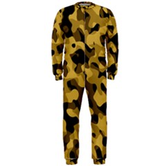 Black Yellow Brown Camouflage Pattern Onepiece Jumpsuit (men)  by SpinnyChairDesigns