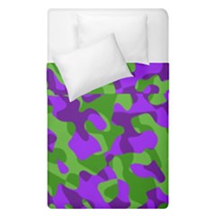 Purple And Green Camouflage Duvet Cover Double Side (single Size) by SpinnyChairDesigns