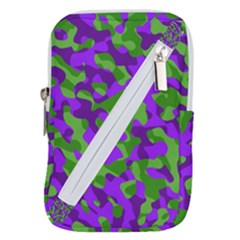 Purple And Green Camouflage Belt Pouch Bag (small) by SpinnyChairDesigns