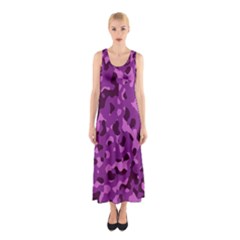 Dark Purple Camouflage Pattern Sleeveless Maxi Dress by SpinnyChairDesigns