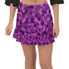 Dark Purple Camouflage Pattern Fishtail Mini Chiffon Skirt by SpinnyChairDesigns