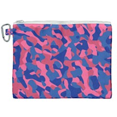 Blue And Pink Camouflage Pattern Canvas Cosmetic Bag (xxl) by SpinnyChairDesigns