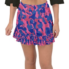 Blue And Pink Camouflage Pattern Fishtail Mini Chiffon Skirt by SpinnyChairDesigns