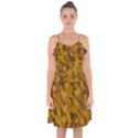 Brown and Orange Camouflage Ruffle Detail Chiffon Dress View1