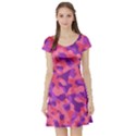 Pink and Purple Camouflage Short Sleeve Skater Dress View1