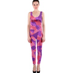 Pink And Purple Camouflage One Piece Catsuit by SpinnyChairDesigns