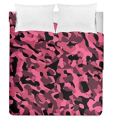 Black And Pink Camouflage Pattern Duvet Cover Double Side (queen Size) by SpinnyChairDesigns