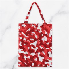 Red And White Camouflage Pattern Classic Tote Bag by SpinnyChairDesigns