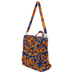 Blue And Orange Camouflage Pattern Crossbody Backpack by SpinnyChairDesigns