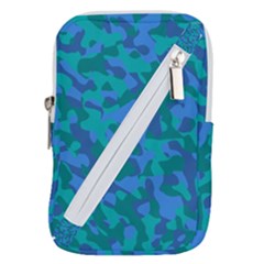 Blue Turquoise Teal Camouflage Pattern Belt Pouch Bag (small) by SpinnyChairDesigns