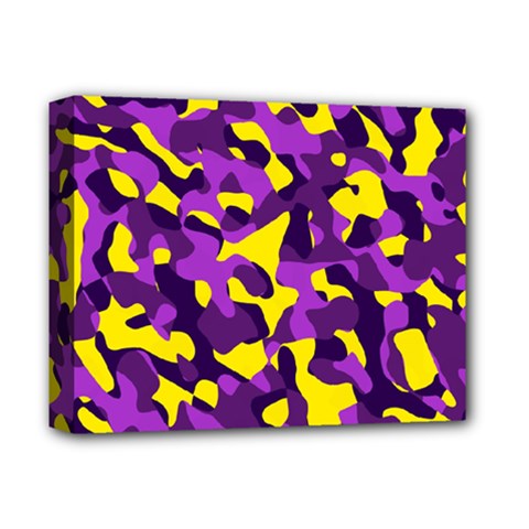 Purple And Yellow Camouflage Pattern Deluxe Canvas 14  X 11  (stretched) by SpinnyChairDesigns