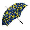 Blue and Yellow Camouflage Pattern Straight Umbrellas View2