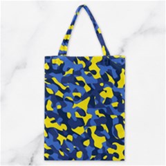 Blue And Yellow Camouflage Pattern Classic Tote Bag by SpinnyChairDesigns