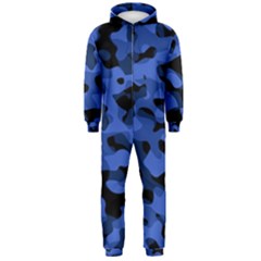 Black And Blue Camouflage Pattern Hooded Jumpsuit (men)  by SpinnyChairDesigns