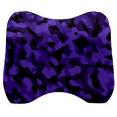 Purple Black Camouflage Pattern Velour Head Support Cushion by SpinnyChairDesigns