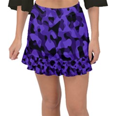 Purple Black Camouflage Pattern Fishtail Mini Chiffon Skirt by SpinnyChairDesigns