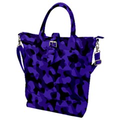 Purple Black Camouflage Pattern Buckle Top Tote Bag by SpinnyChairDesigns