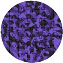 Purple Black Camouflage Pattern Wooden Puzzle Round View1