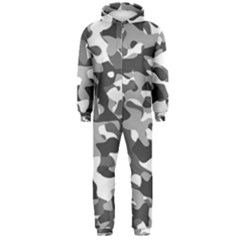 Grey And White Camouflage Pattern Hooded Jumpsuit (men)  by SpinnyChairDesigns