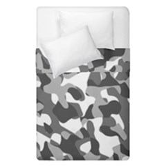 Grey And White Camouflage Pattern Duvet Cover Double Side (single Size) by SpinnyChairDesigns