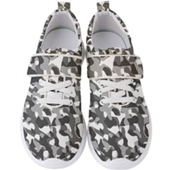 Grey And White Camouflage Pattern Men s Velcro Strap Shoes by SpinnyChairDesigns