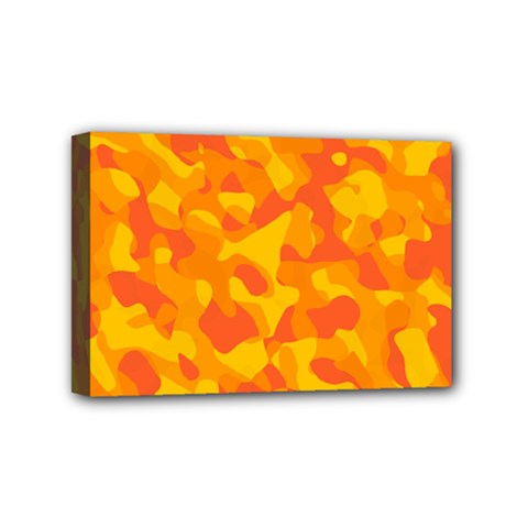 Orange And Yellow Camouflage Pattern Mini Canvas 6  X 4  (stretched) by SpinnyChairDesigns