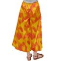 Orange and Yellow Camouflage Pattern Satin Palazzo Pants View2