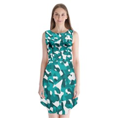 Teal And White Camouflage Pattern Sleeveless Chiffon Dress   by SpinnyChairDesigns