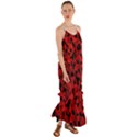 Red and Black Camouflage Pattern Cami Maxi Ruffle Chiffon Dress View1