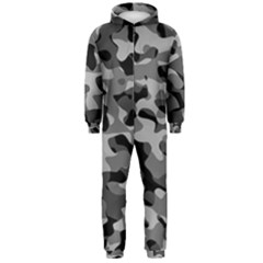 Grey And Black Camouflage Pattern Hooded Jumpsuit (men)  by SpinnyChairDesigns