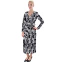 Grey and Black Camouflage Pattern Velvet Maxi Wrap Dress View1