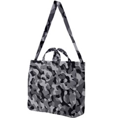 Grey And Black Camouflage Pattern Square Shoulder Tote Bag by SpinnyChairDesigns