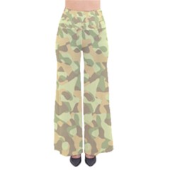 Light Green Brown Yellow Camouflage Pattern So Vintage Palazzo Pants by SpinnyChairDesigns