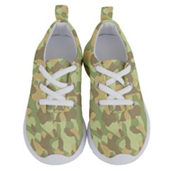 Light Green Brown Yellow Camouflage Pattern Running Shoes by SpinnyChairDesigns