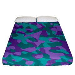 Purple And Teal Camouflage Pattern Fitted Sheet (king Size) by SpinnyChairDesigns