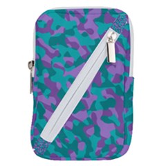 Purple And Teal Camouflage Pattern Belt Pouch Bag (small) by SpinnyChairDesigns