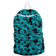 Black And Teal Camouflage Pattern Foldable Lightweight Backpack by SpinnyChairDesigns