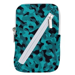 Black And Teal Camouflage Pattern Belt Pouch Bag (large) by SpinnyChairDesigns