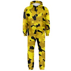 Black And Yellow Camouflage Pattern Hooded Jumpsuit (men)  by SpinnyChairDesigns