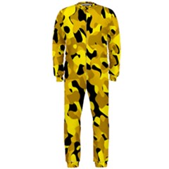 Black And Yellow Camouflage Pattern Onepiece Jumpsuit (men)  by SpinnyChairDesigns