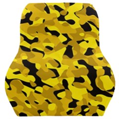 Black And Yellow Camouflage Pattern Car Seat Back Cushion  by SpinnyChairDesigns