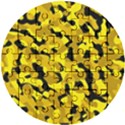 Black and Yellow Camouflage Pattern Wooden Puzzle Round View1