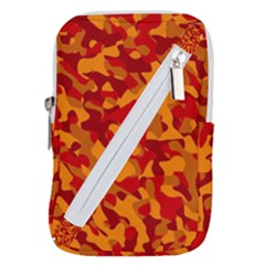 Red And Orange Camouflage Pattern Belt Pouch Bag (small) by SpinnyChairDesigns