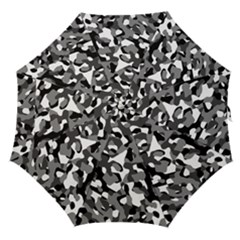 Black And White Camouflage Pattern Straight Umbrellas by SpinnyChairDesigns