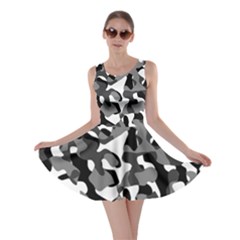 Black And White Camouflage Pattern Skater Dress by SpinnyChairDesigns