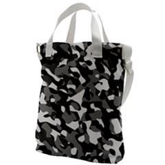 Black And White Camouflage Pattern Canvas Messenger Bag by SpinnyChairDesigns